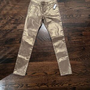 Gap gold Shiny Metallic Pants- new with tags size 14 skinny
